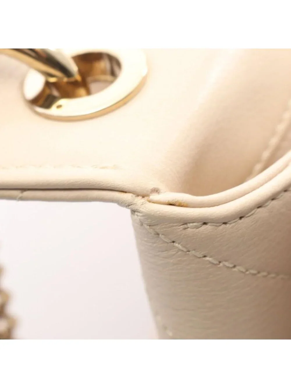 Chanel Handbag Shecc Stitching 2-Way Light Beige Ladiesskin Stitch Top Handle